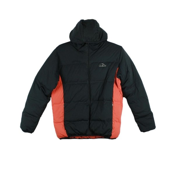 L.L. Bean Other - LL Bean Black Orange Polyester Outer Shell Down Hooded Puffer Jacket L